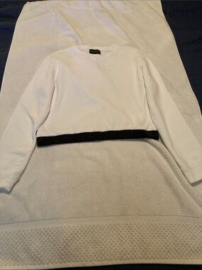 Emporio Armani  Women’s White Cropped Sweater with Black Hem
